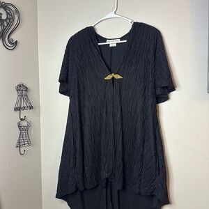 Oscar De La Renta Black Textured Women Swimwear Top Size SP Vintage Luxury